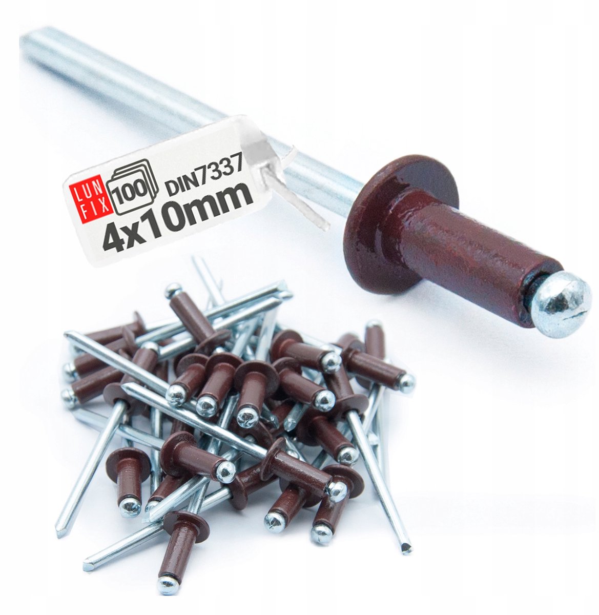 Blindklinknagels Aluminium-Staal Bruin RAL8017 4x10mm 100st