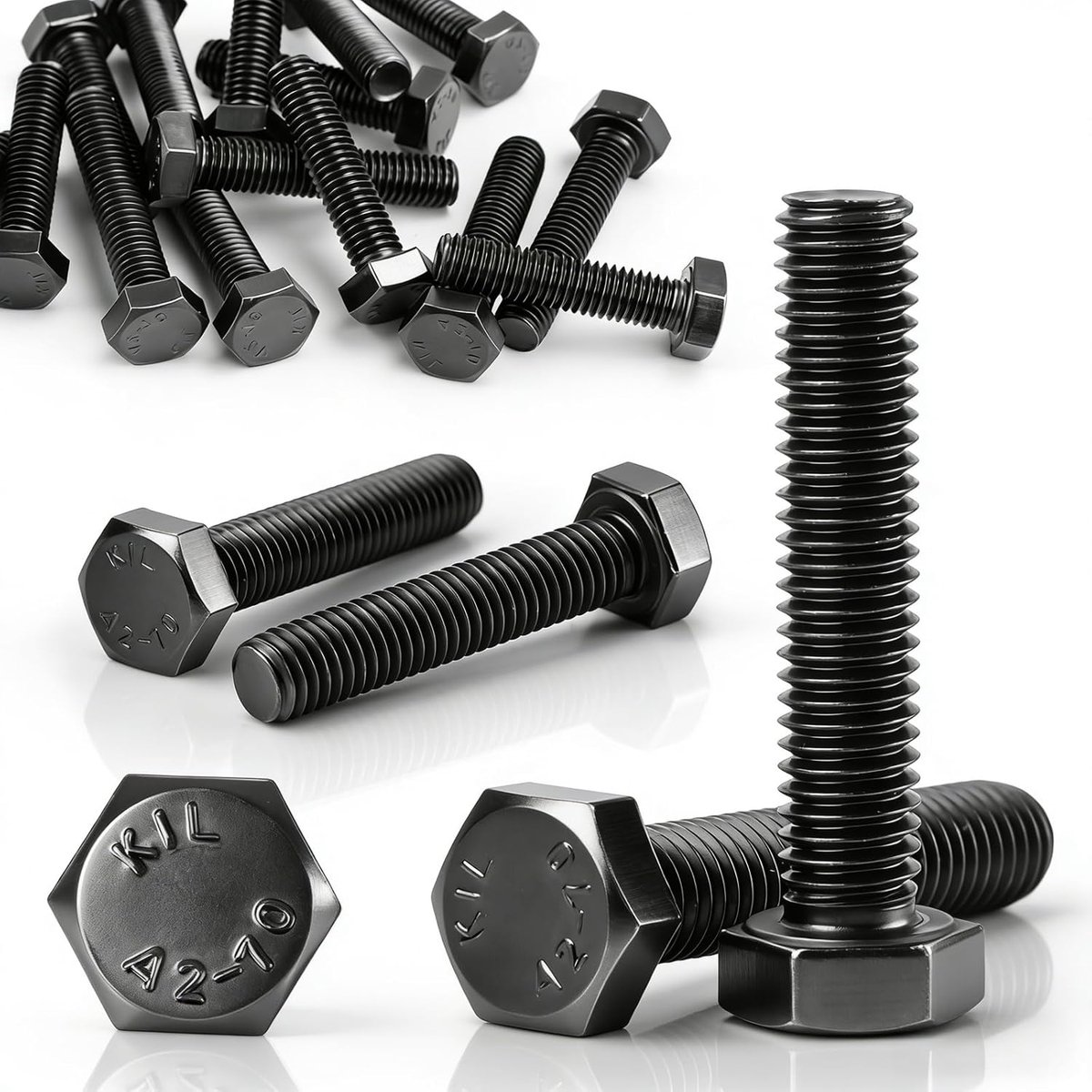M8 x 100mm Screws Black 10pcs Hex Head Screws Stainless Steel - ShopVlot