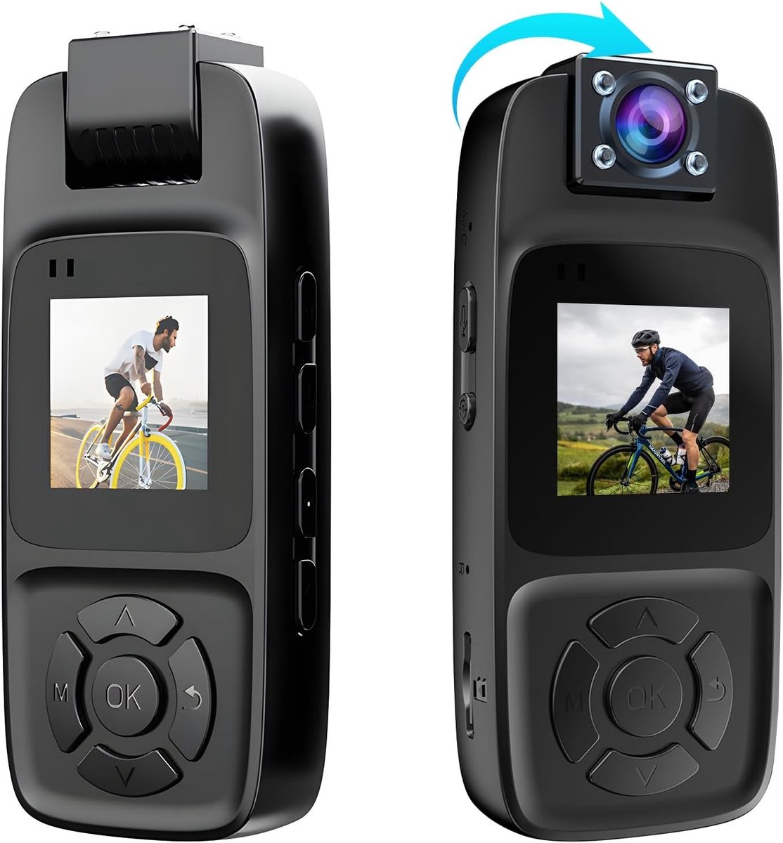 Lichaamscamera - Zwart - 4K Mini Camera met Draaibare Lens en Externe Microfoon - Voor Sport en Outdoor Activiteiten