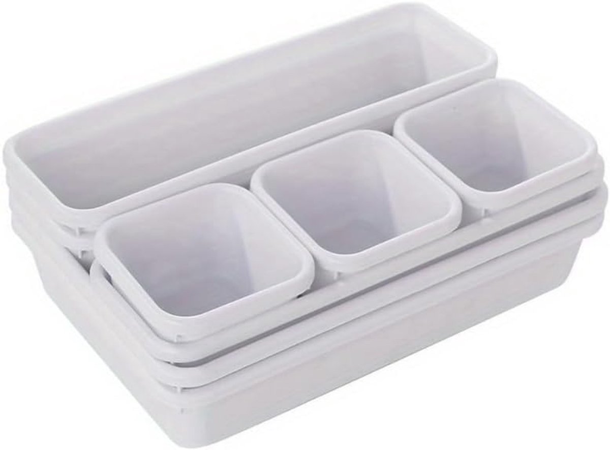 Lade organizerset – 8 stuks –Opbergbakjes - Lade verdeler voor keuken en bureau - Bureau organizer – Ladebakjes voor thuis – Geschikt voor kantoren, keukens, cosmetica en bureaus – Verschillende formaten – Wit