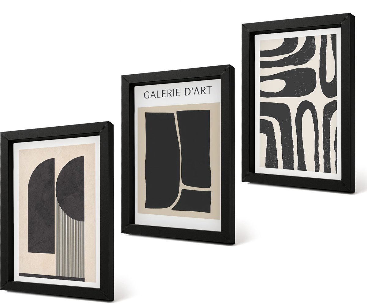 Coloray 4-Delige Schilderij Set - Abstracte vormen minimalistische posters - 20 x 30 cm - Wanddecoratie - Moderne Interieurdecoratie - Muurdecoratie