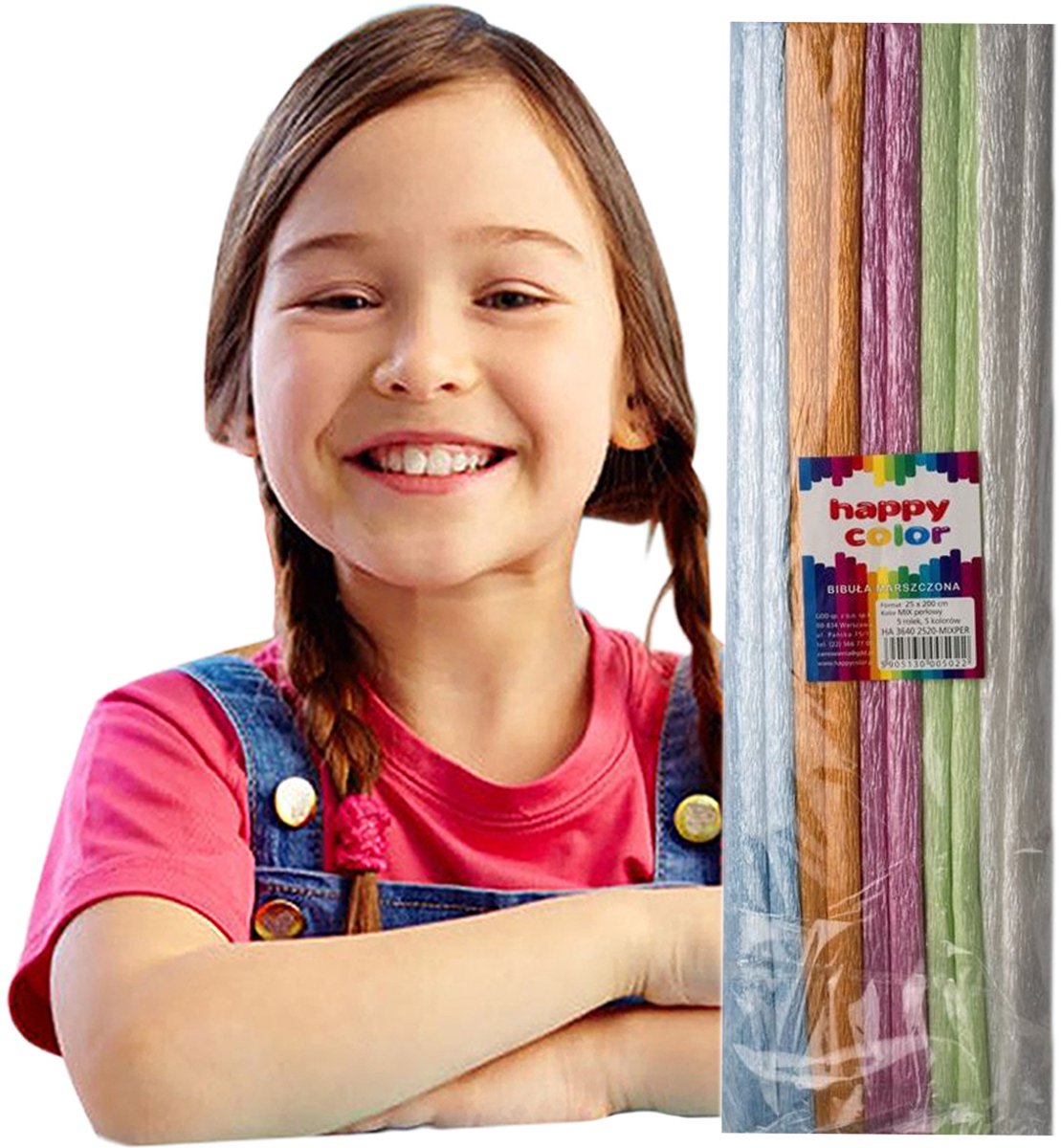 Gekreukeld crêpepapier 5 kleuren set 25x200cm