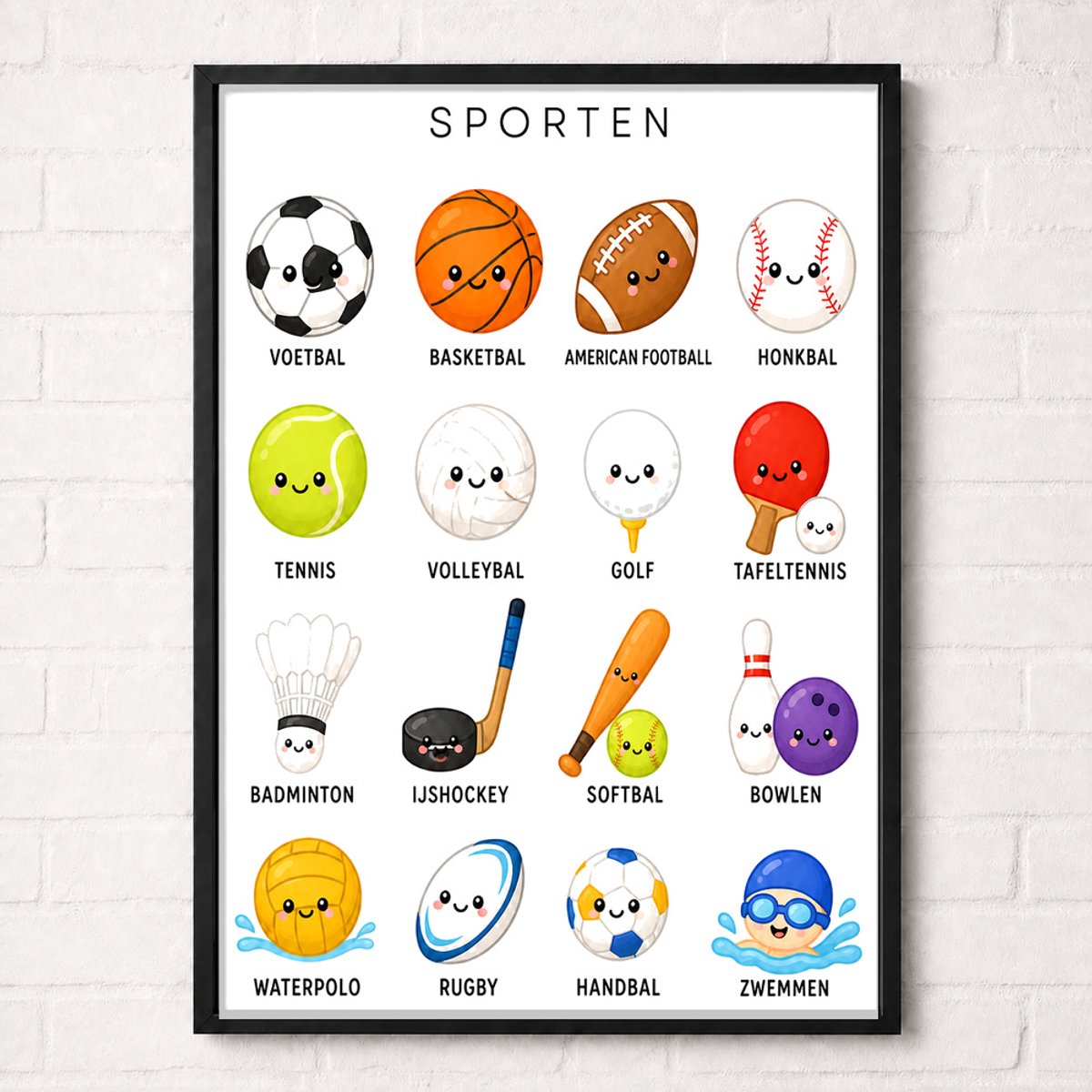 Sporten Educatieve Poster voor Kinderen - Leren - groep 1 t/m 6 (4-10 jaar) - A2+ 43,2 x 61 cm