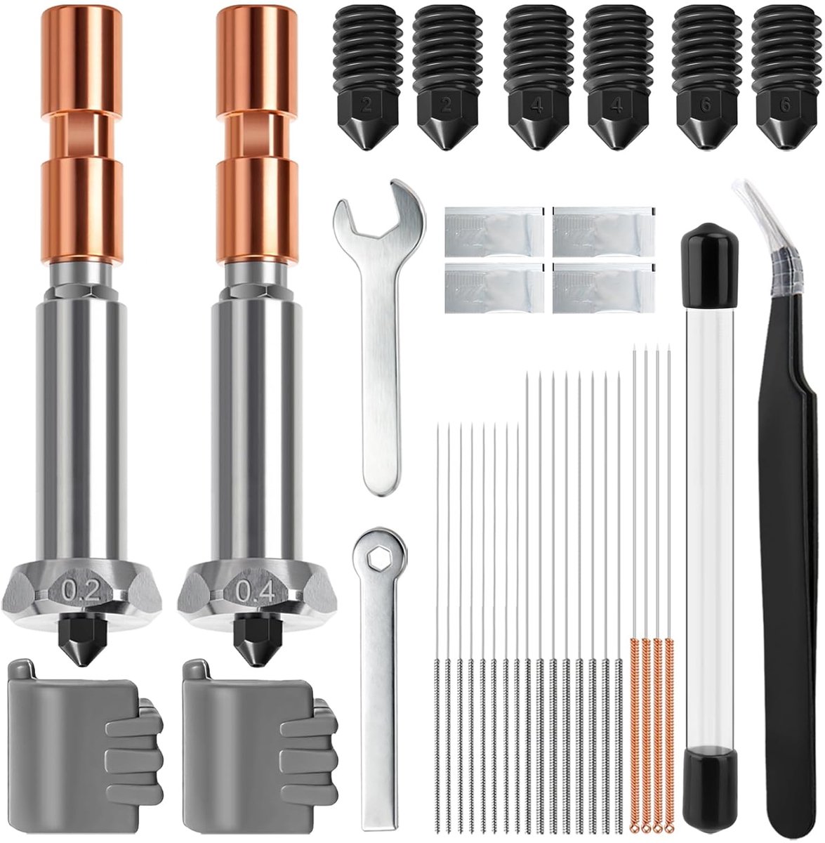 0,2/0,4 mm geïntegreerd mondstuk voor Kobra 3 Max/3 Max Combo met 0,2/0,4/0,6 mm verwisselbare sproeiers - ShopVlot