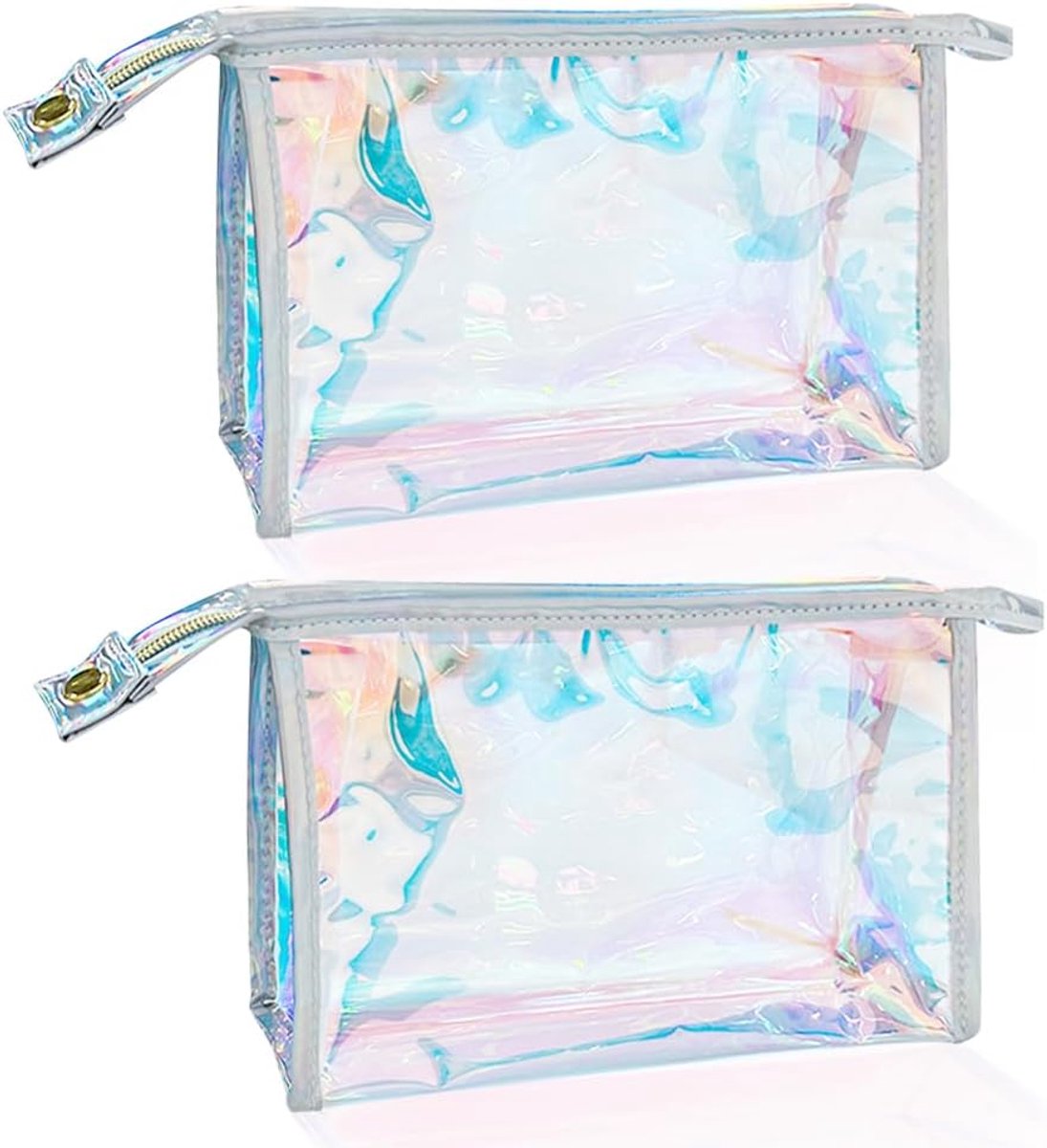 2 Pcs Fashion Pink Makeup Pack PVC Bow Clear Travel Makeup Organizer Bag Multifunctional Zipper Toiletry Bag for - ShopVlot