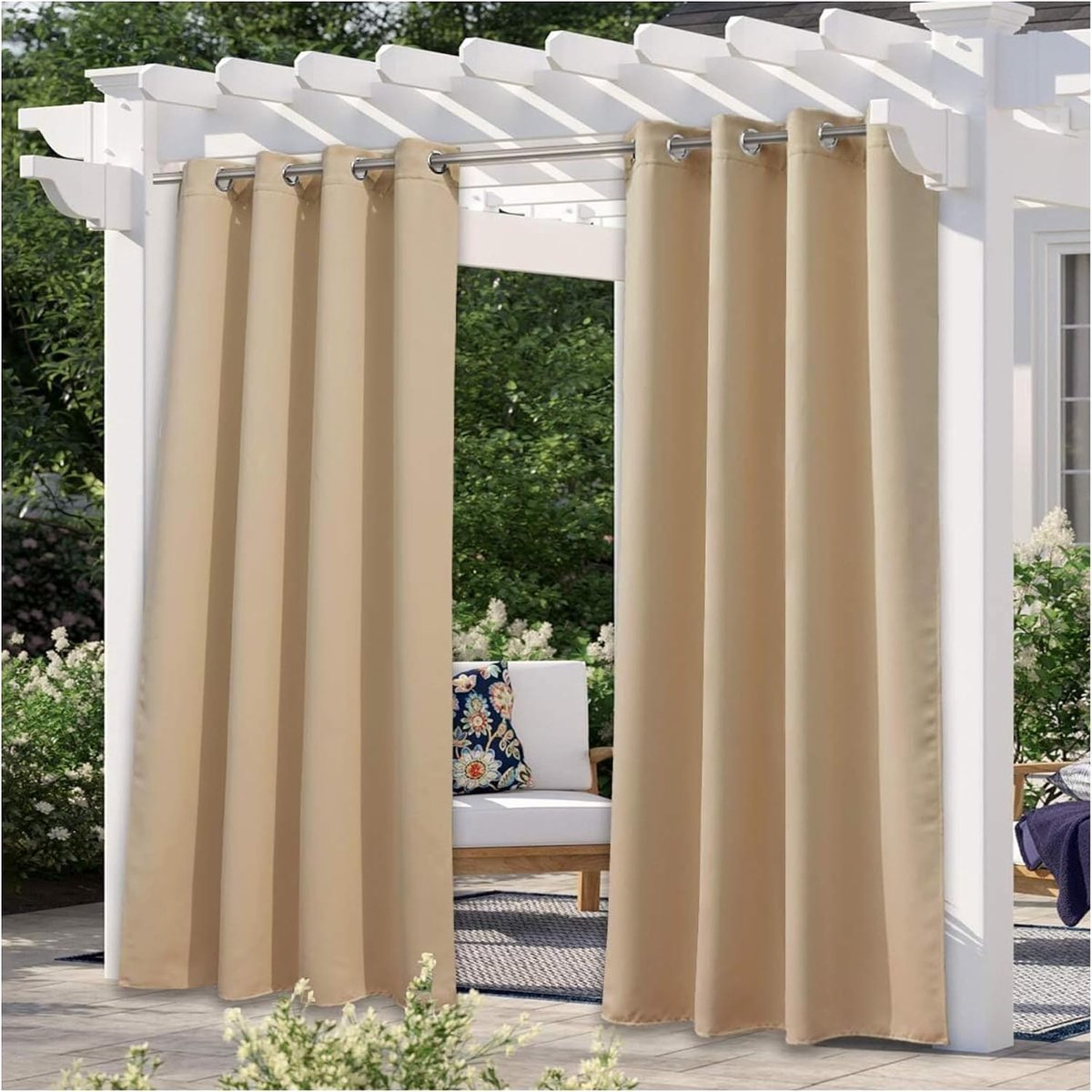 Outdoor curtains, waterproof, beige, outdoor curtains for pergolas, porches and terraces - ShopVlot