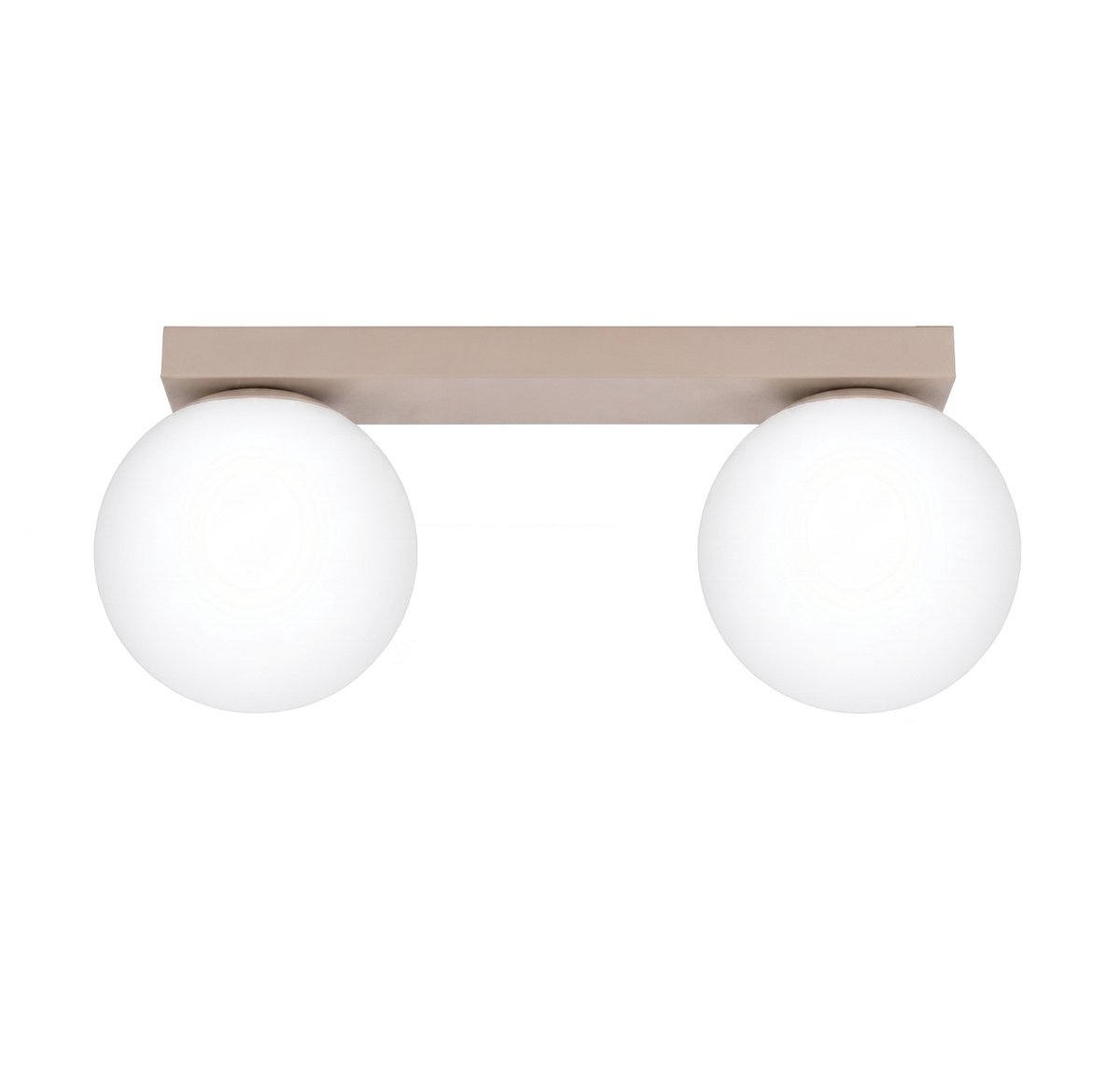 Plafondlamp YOLI 2 met 2 glazen bollen in lijn - Sollux Lighting - IP20 - Taupe staal/glas behuizing - 34.5 x 12 x 14.5 cm - 2 x G9 LED, exclusief lichtbron - 2 x 8 W - Minimalistische plafondlamp voor gang, hal en woonkamer