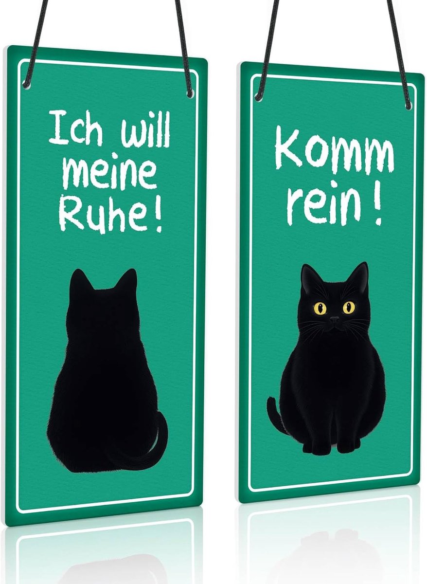 Putuo Decor PVC door sign cat – double sided bowl in/Ich will meine Rust shield for cat friends, bedroom or home office - ShopVlot