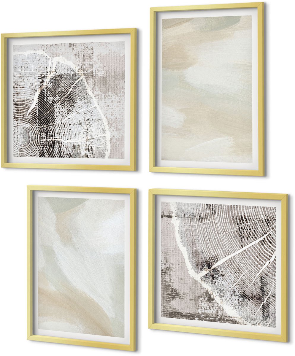 Coloray 4-Delige Schilderij Set - Verftextuur, sporen van verf, minimalisme - 40 x 40 cm en 40 x 60 cm - Muurdecoratie - Schilderijen Set - Woonkamer - Decoratieve Schilderijen