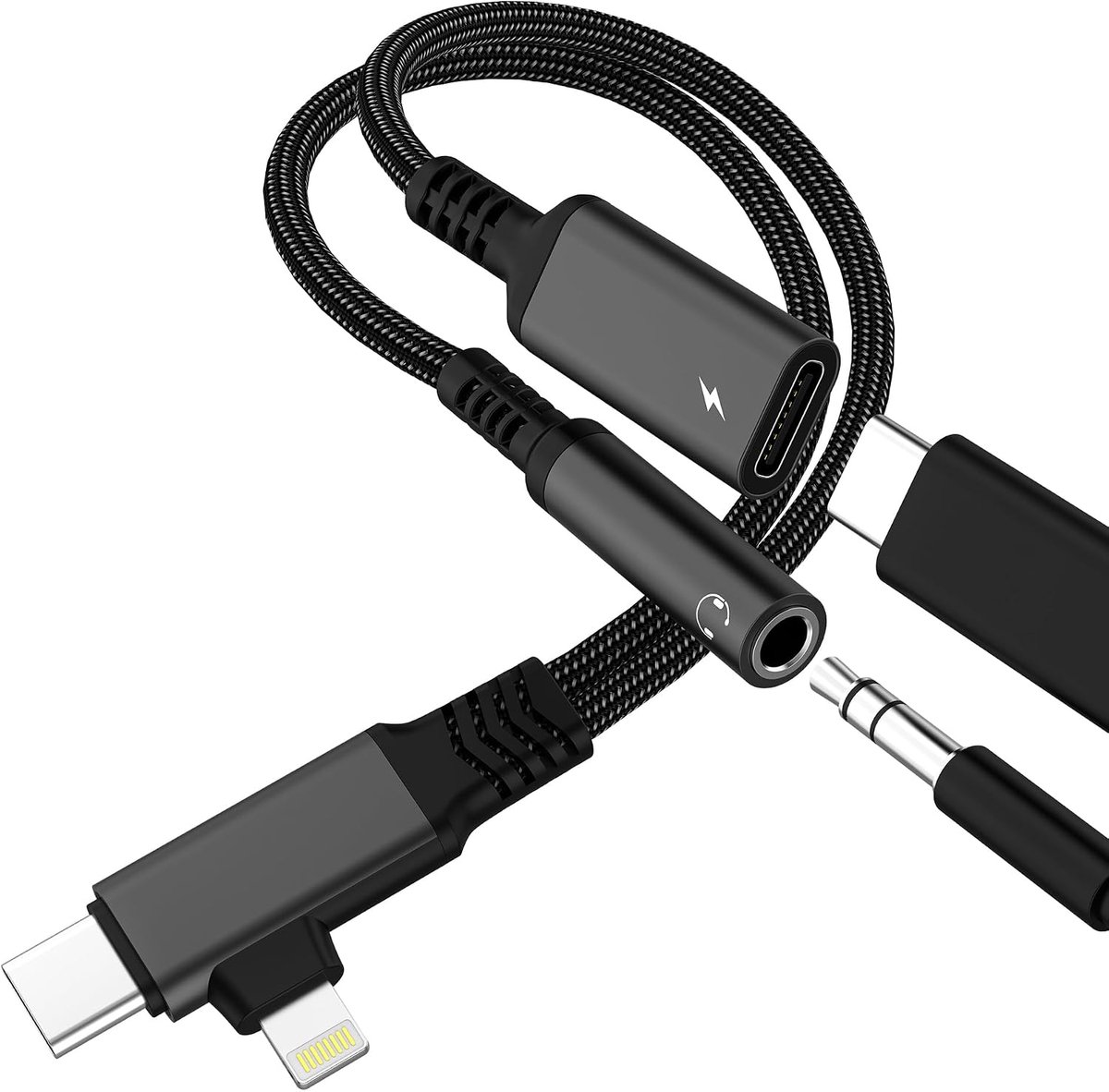 USB-C naar Lightning Adapter voor iPhone 17 16 15 Pro Max kabel met Dubbele hoofdtelefoonaansluiting voor Apple Audio - ShopVlot
