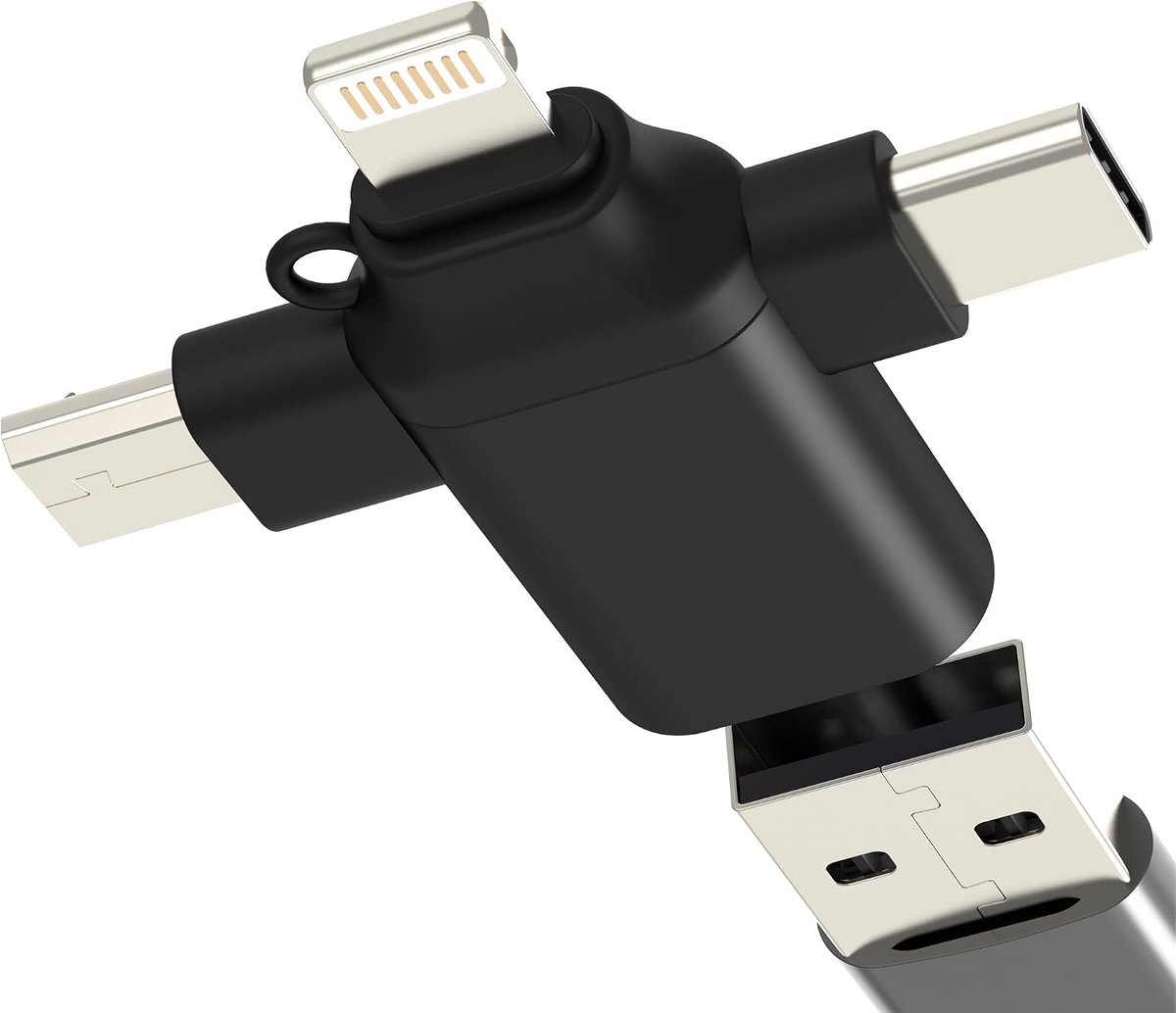 Lightning USB C Micro USB naar schijf adapter voor iPhone 17 16 15 14Pro Max compatibel met Samsung sleutel type C OTG - ShopVlot