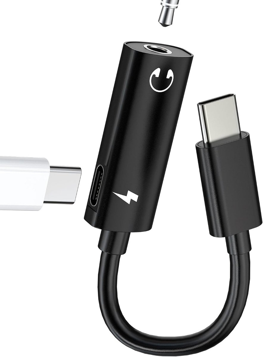 USB C naar 3,5 mm jack adapter voor iPhone 17 16 15 Pro Max oplaadkabel compatibel met Samsung Galaxy S26 S25 Ultra - ShopVlot