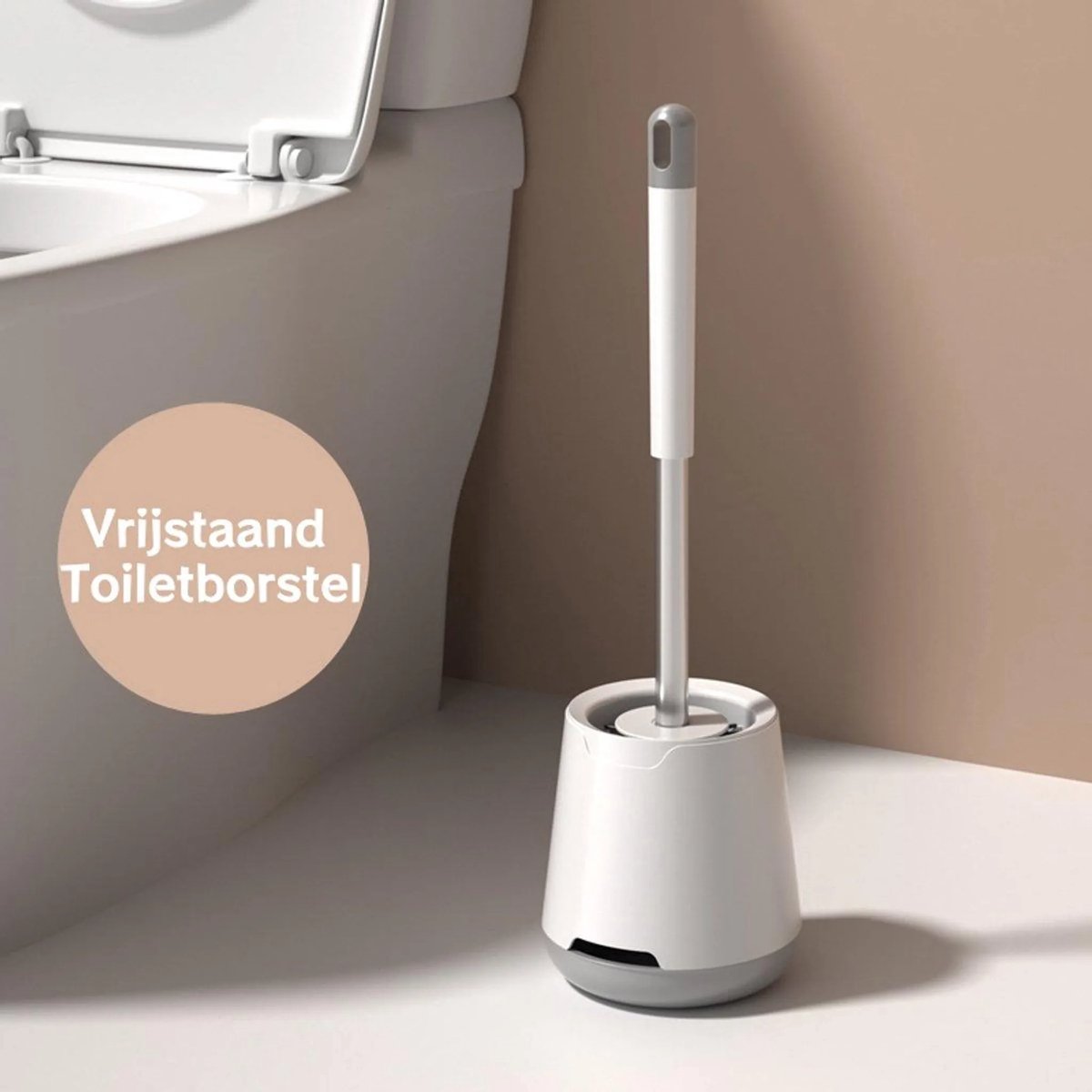 Casalora Toiletborstel Siliconen – Sneldrogend, Hygiënisch & Antibacteriële Werking – WC Borstel – Toilet Borstel Houder – Met Houder en Lekvrije Bodem – Wit – Vrijstaand