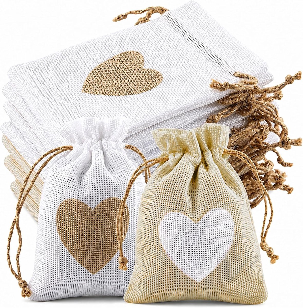 PETERMALLON 20 stuks linnen zakjes, 10 x 8 cm, kleine stoffen zakjes, jutezakjes, jute zakjes, kleine zakjes om cadeau - ShopVlot