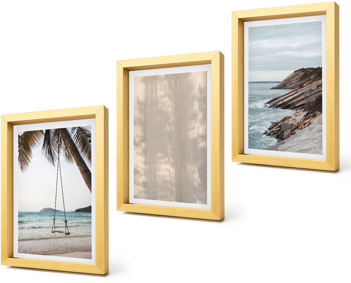 Coloray 4-Delige Schilderij Set - Zomers zand en uitzicht op zee Zomerse landschappen - 20 x 30 cm - Decoratieve Muurdecoratie - Slaapkamer - Woonkamer Decoratie