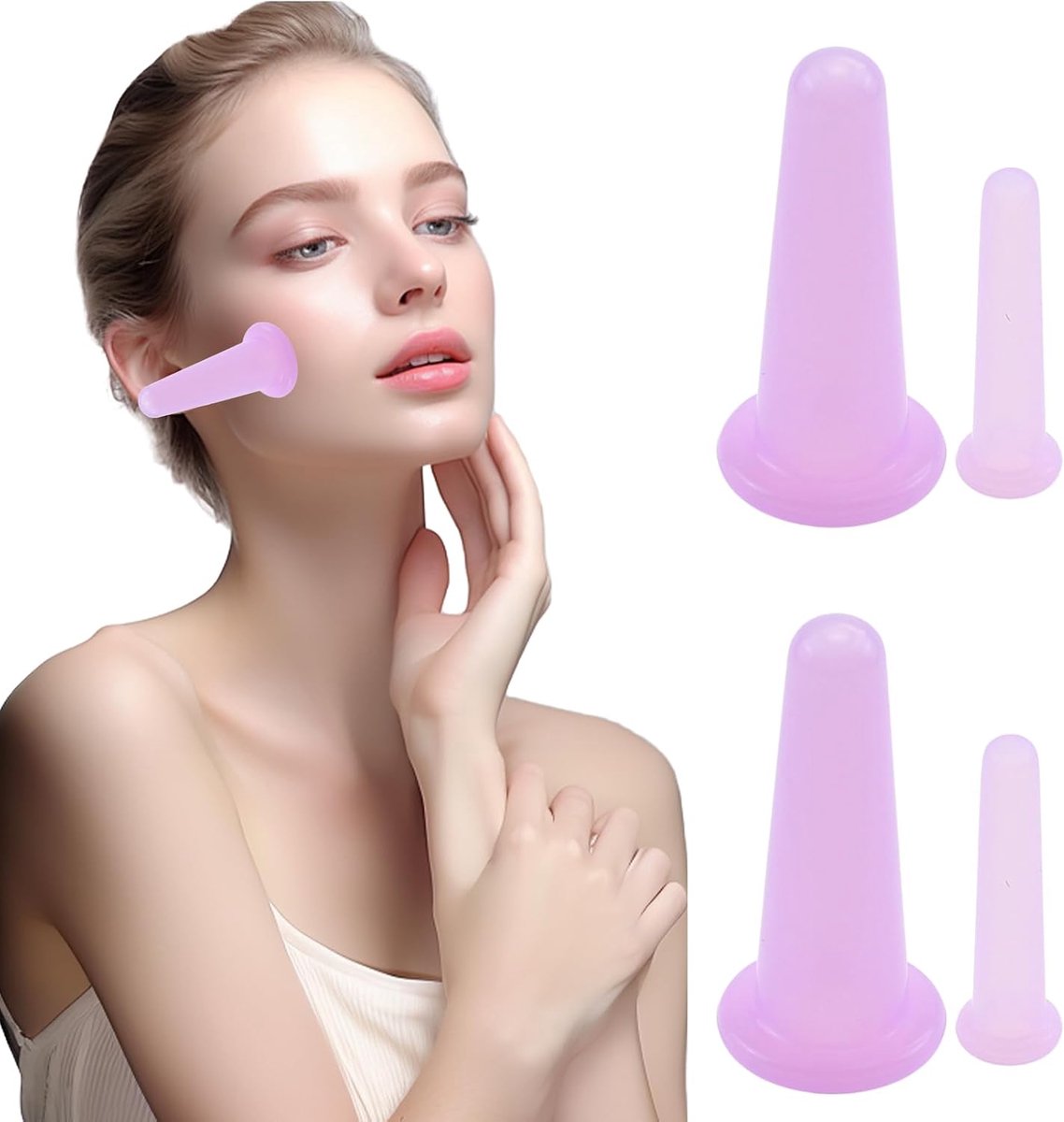 4 Pcs Suction Cups Silicone Set, Suction Cups Face, Facial Cupping Cupping Therapy Set, Face Cupping Massage Set - ShopVlot