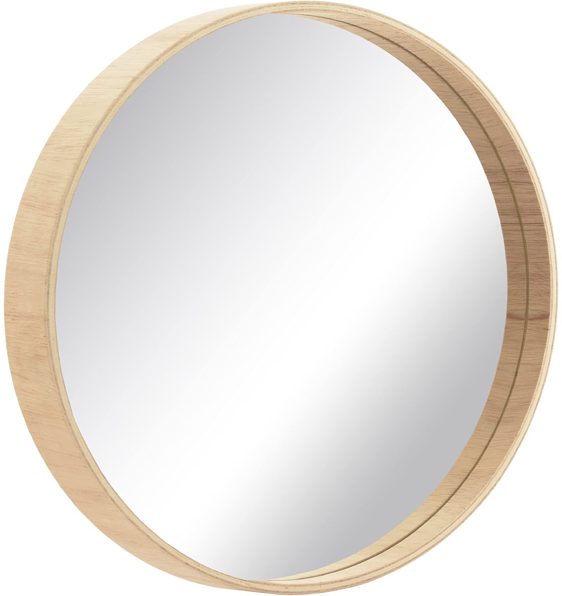 Famanu Ronde wandspiegel van 50 cm, natuurlijk hout, Scandinavisch design, Boho stijl Naturel