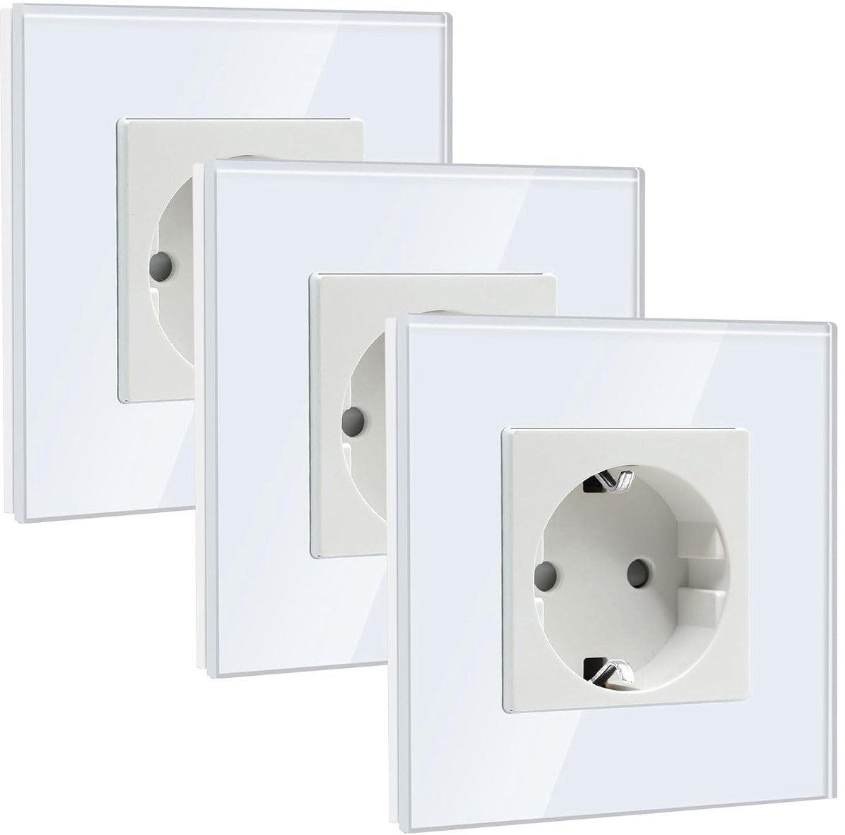 BSEED Schuko Power Outlet, 1 Fold Undermount Socket, Crystal Glass Wall Socket Wall Socket Glass White, 16A Schuko - ShopVlot