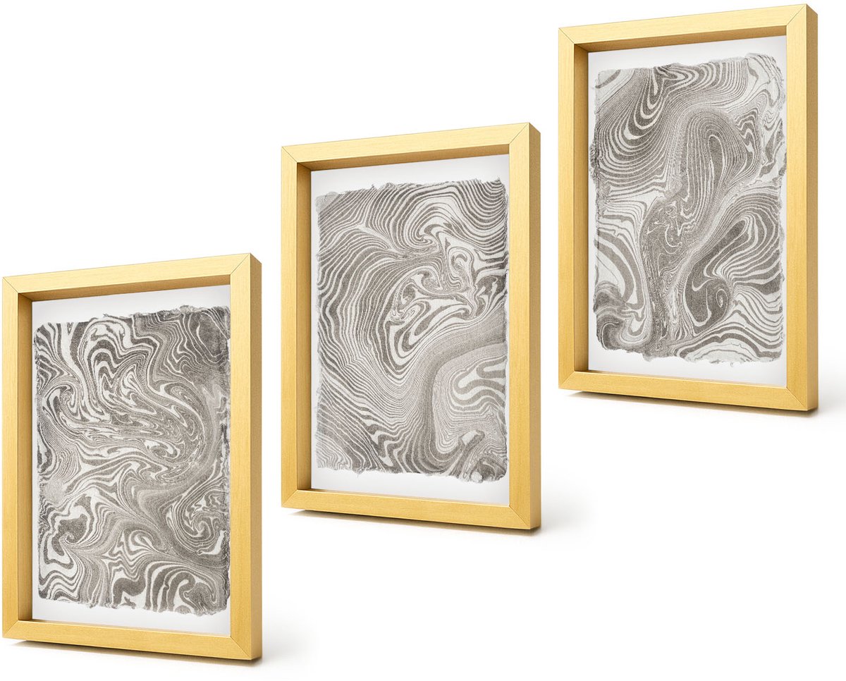 Coloray 4-Delige Schilderij Set - Abstracte schilderkunst met moderne vormen - 20 x 30 cm - Moderne Wanddecoratie - Woonkamer - Woonkamer Decoratie