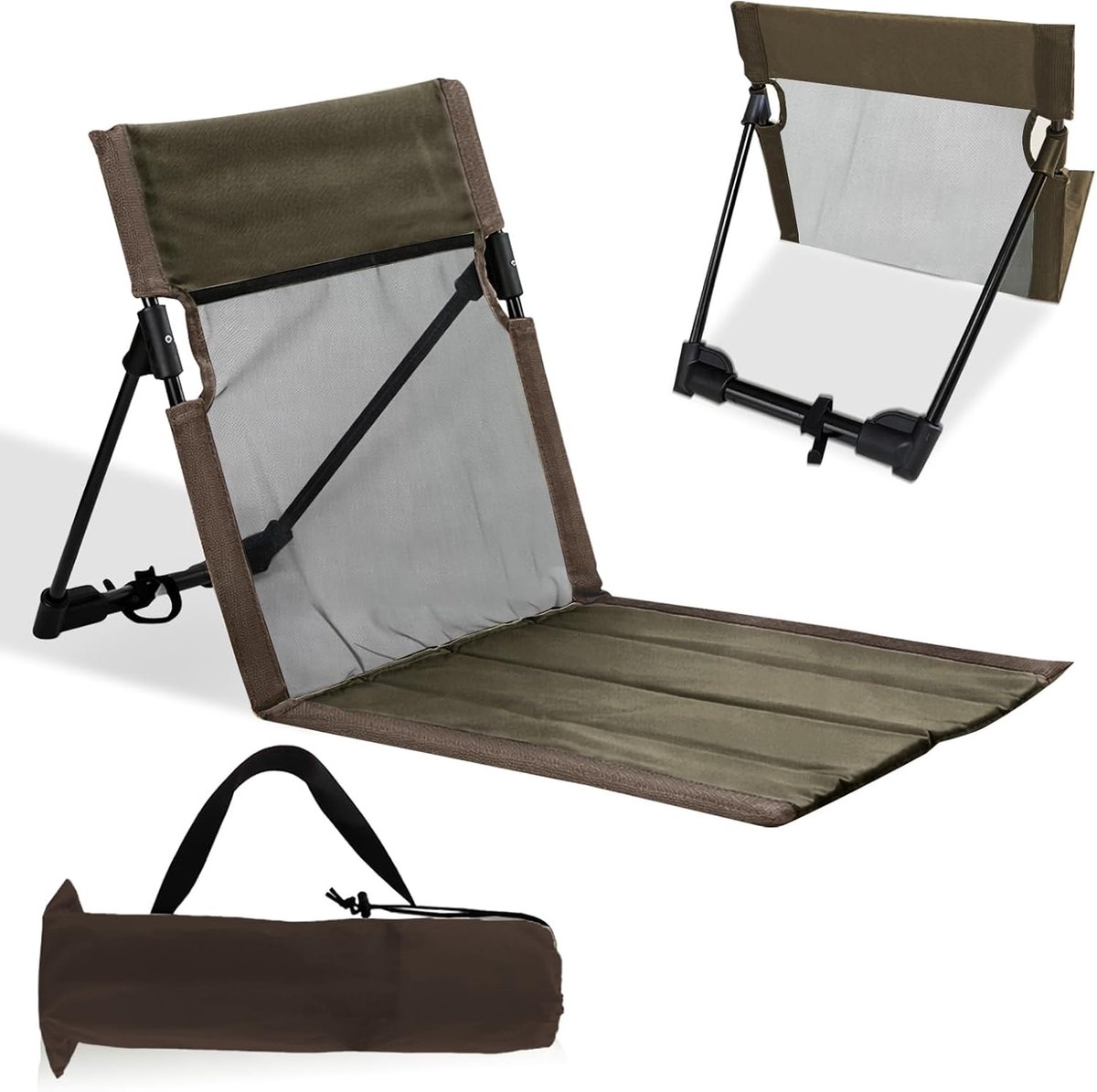 Floor Chair with Back Support, Beach Mat, Foldable, 600D Oxford Fabric, Beach Chair, Lightweight Floor Chair, Seat - ShopVlot