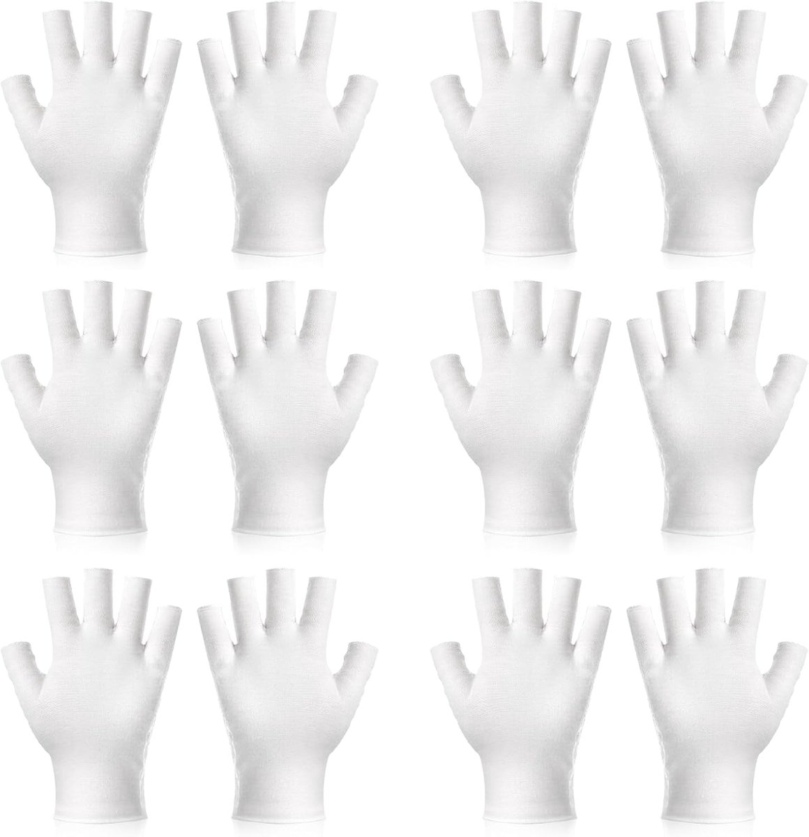 6 paar vingerloze handschoenen, wit, dunne handschoenen, katoenen handschoenen - ShopVlot
