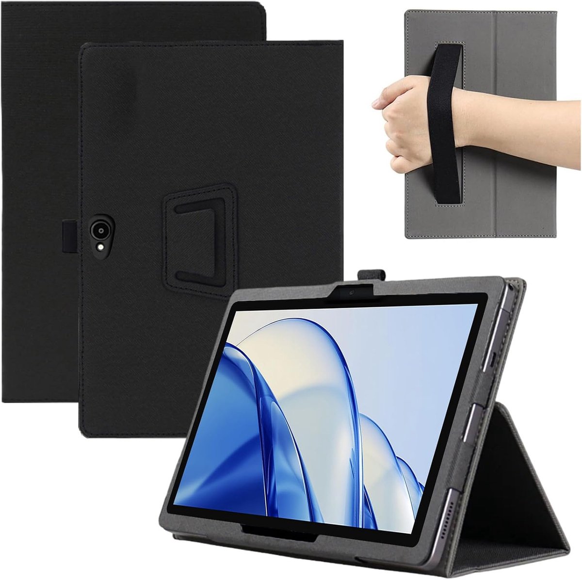 MEMELOKA Beschermhoes voor ALLDOCUBE iPlay 70 SE 25,7 cm (10,1 inch), licht en dun, PU-leer, met polsband - ShopVlot