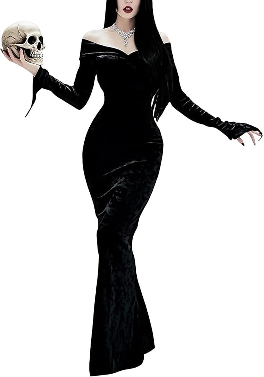 LVCBL Women's Dress, Long Dress, Autumn Winter Maxi Back, Split, Evening Backless Party Dress, Party, Black, Size L - ShopVlot