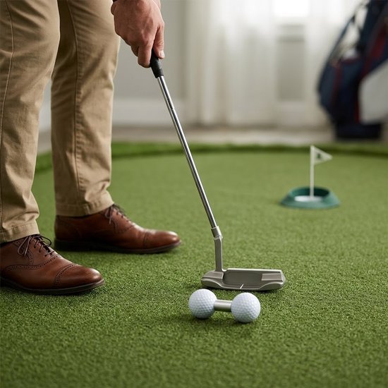 Witte balans putt oefenbal voor heren en dames – dubbele golf trainingsbal voor putting – golf putt oefenbal voor balans en slagcontrole – golf trainings materiaal — afbeelding 4