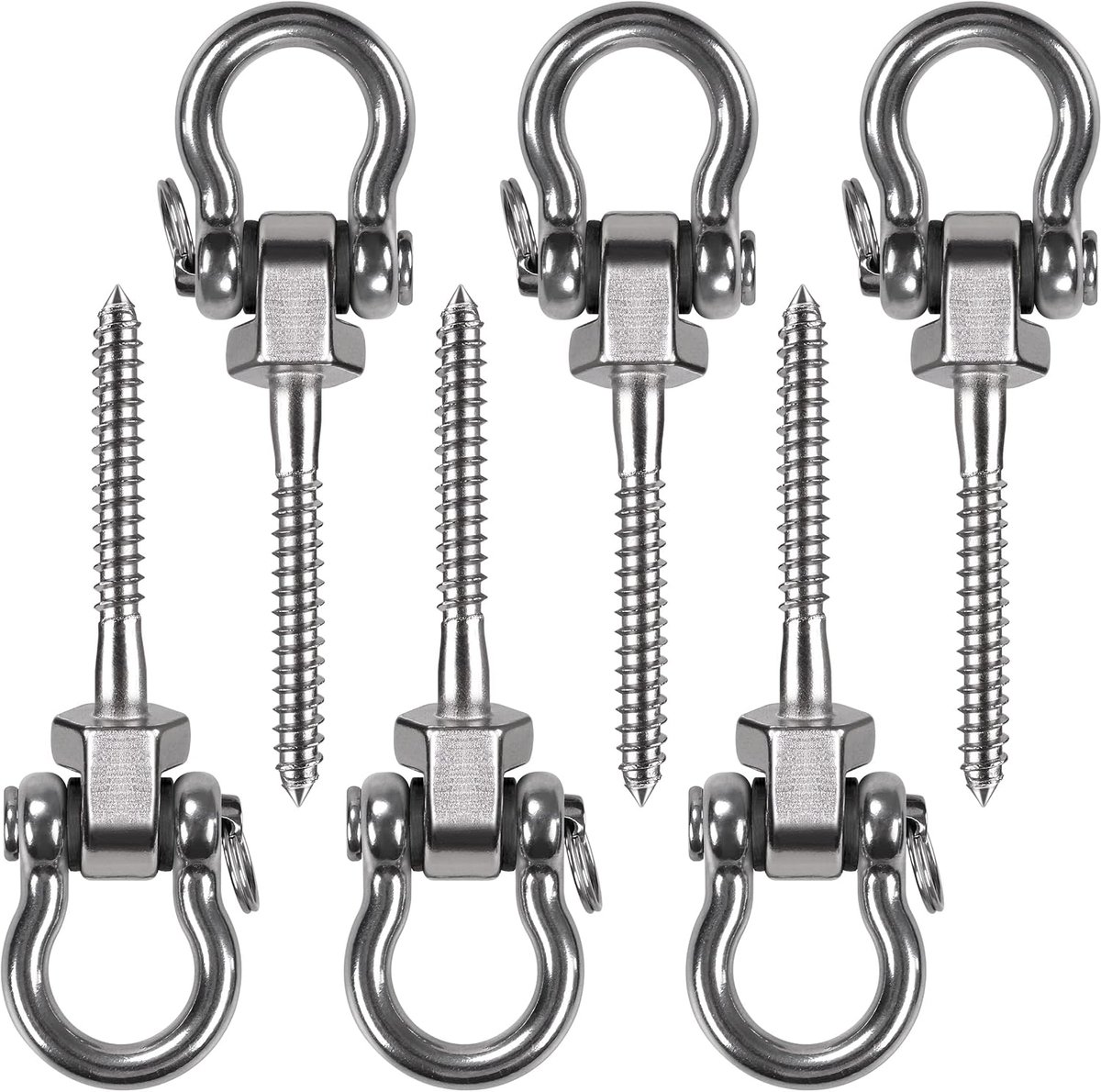 BeneLabel 6pcs Swing Hanger, Heavy Duty Hammock Hook Hanging Chair Eye Bolt Screw 130mm Swivel Ceiling Beam Mounting - ShopVlot