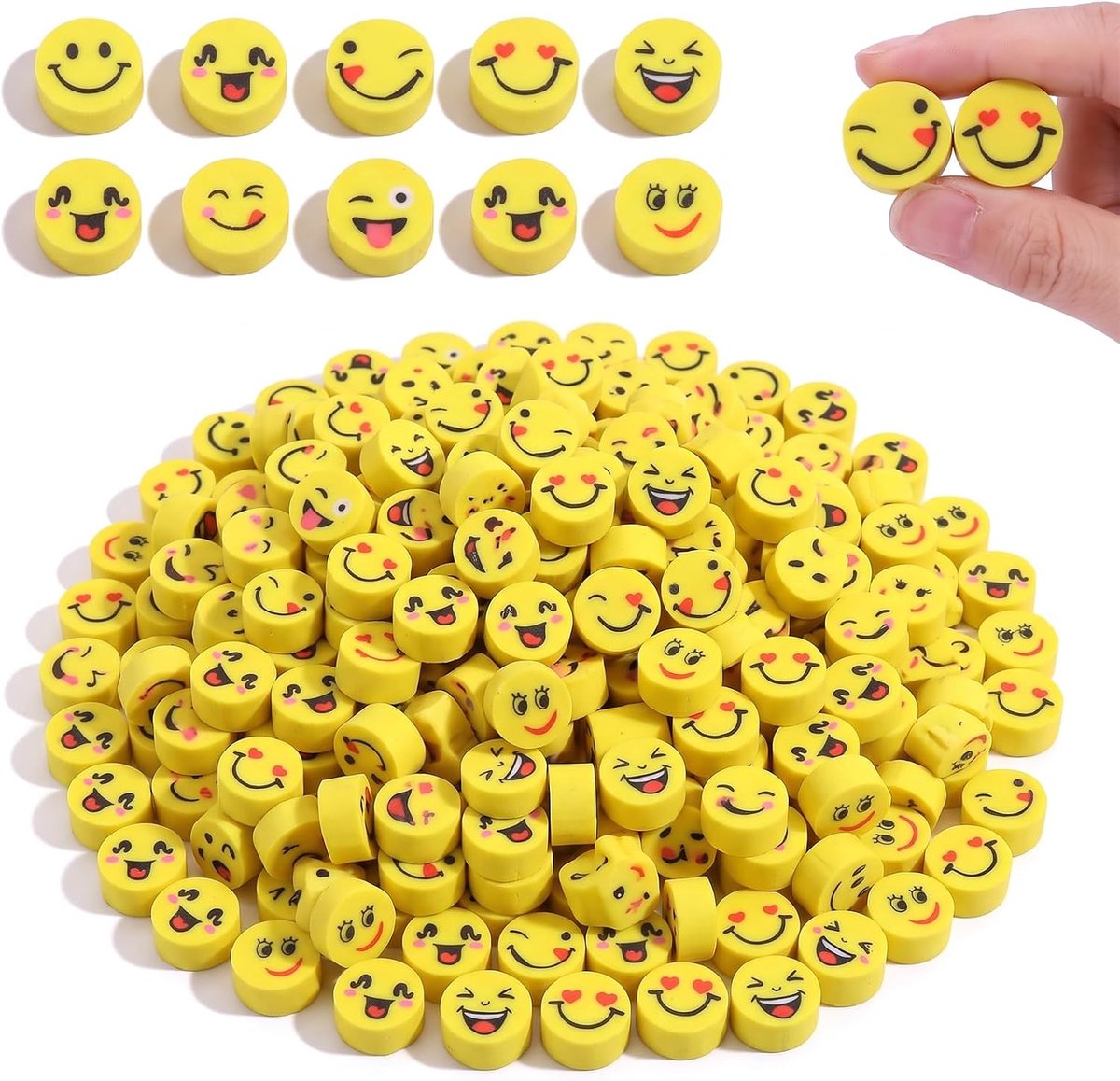 50 stuks gummetjes voor kinderen, grappige mini-gummetjes met glimlachend gezicht en doos, gadget verjaardag voor - ShopVlot