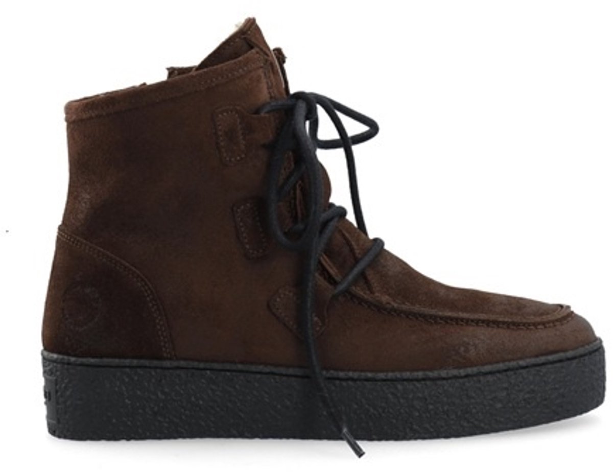 Ca Shott dames veterboots wollen voering bruin suède