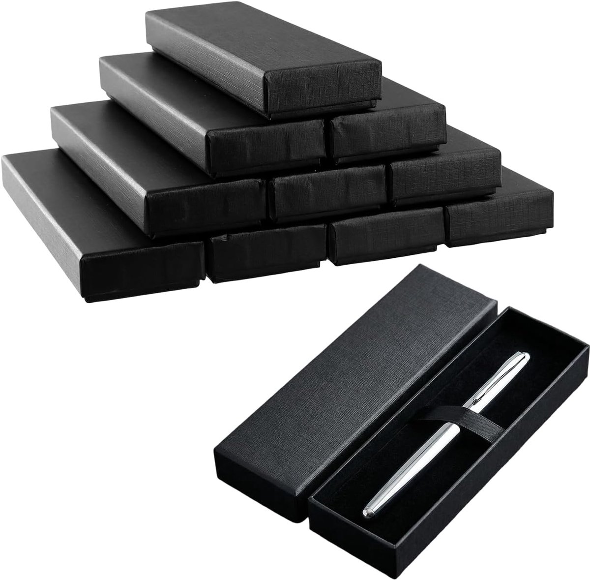 10 stuks geschenkdoos voor balpennen, lege balpen, 17,5 x 5 x 2 cm, zwarte dozen met kussen voor kantoorbenodigdheden - ShopVlot