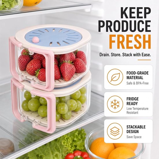 Afdruipmand voor fruit en groenten, fruit wassen kom, blauw - ShopVlot — afbeelding 3
