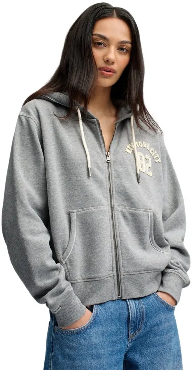 Superdry Athletic Essentials Relaxed Crop Sweatshirt Met Rits M Vrouw Grijs