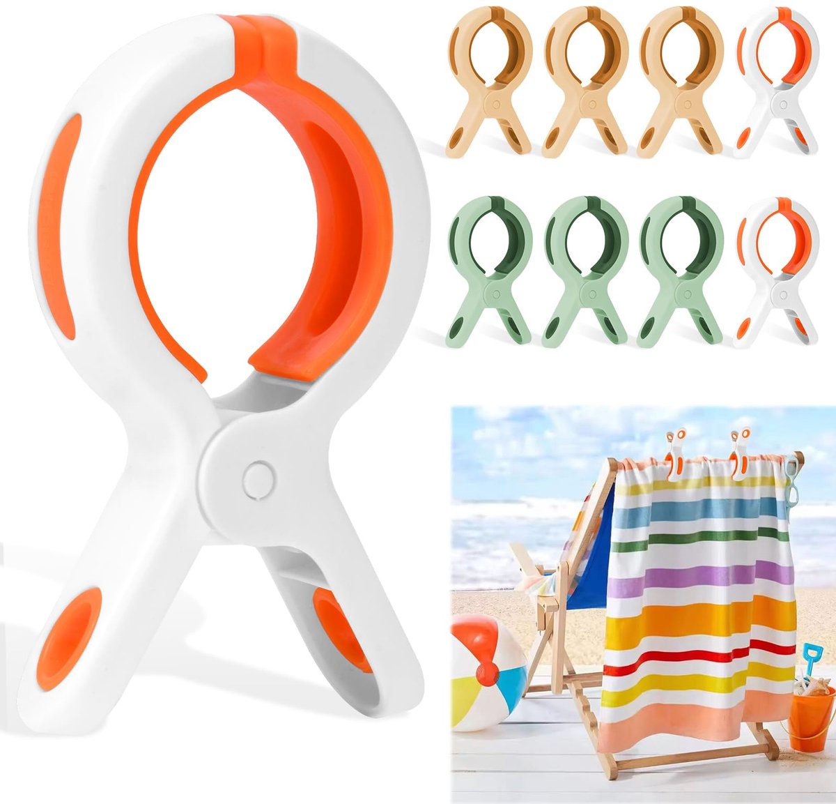 HOTUT Sterke Strandstoelclips, 9 Stuks Grote Winddichte Wasknijpers, Strandhanddoekclips, Handdoek Clips Voor - ShopVlot
