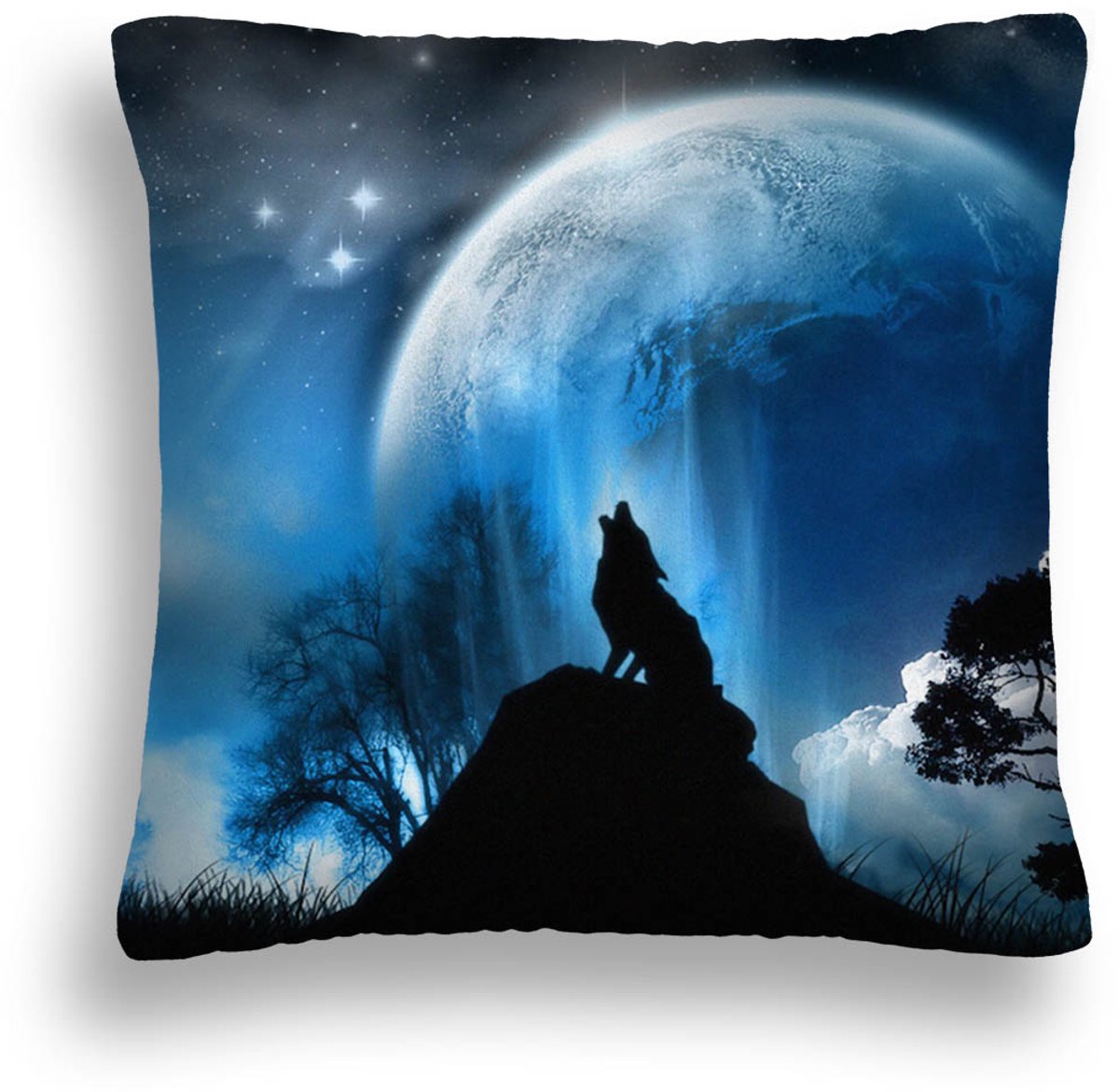 Decoratieve kussen met wolvenmotief, 50x50 cm