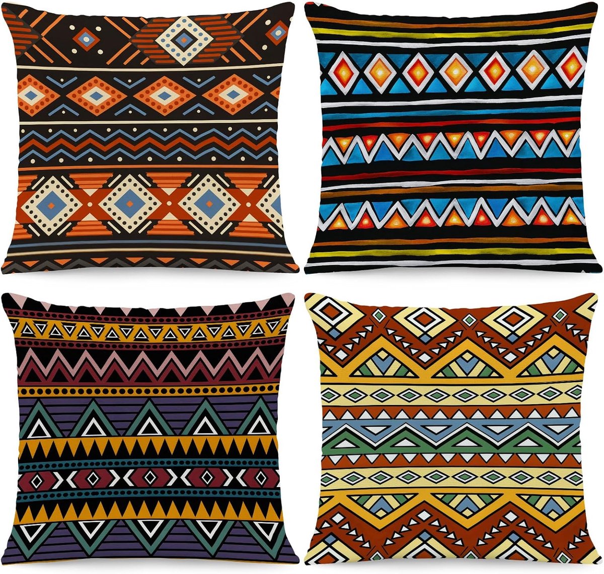 Boho etnische geometrische kussenslopen, 45 x 45 cm, set van 4 - ShopVlot