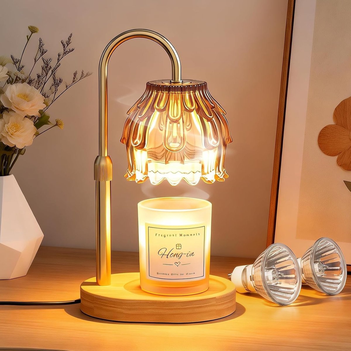 Kaarsenwarmer Lamp - Bruin - Verstelbare Hoogte - Vlamloze Aromatische Verwarmer - Voor Thuisgebruik