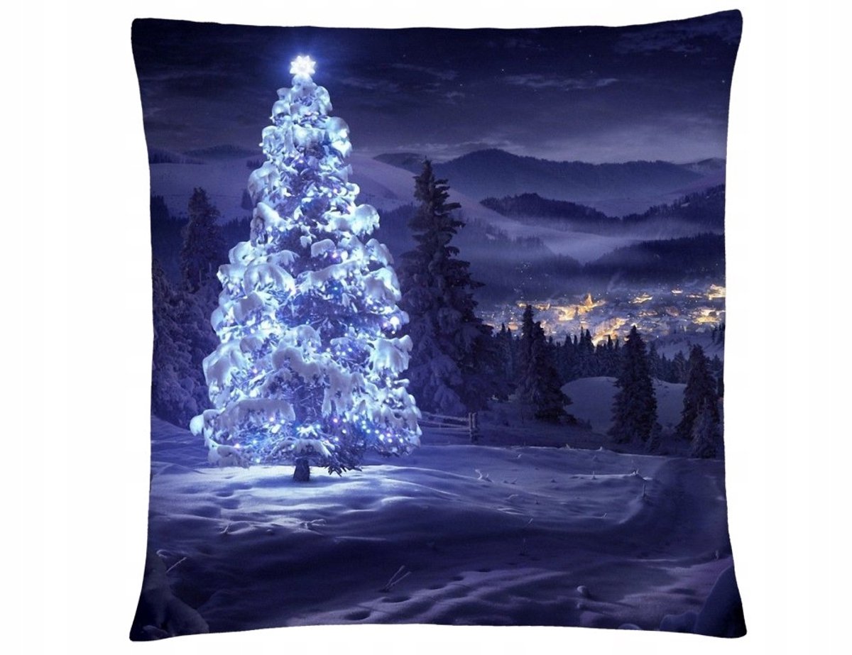 Kerstkussen 40x40 cm - Kerstboom & Lampjes