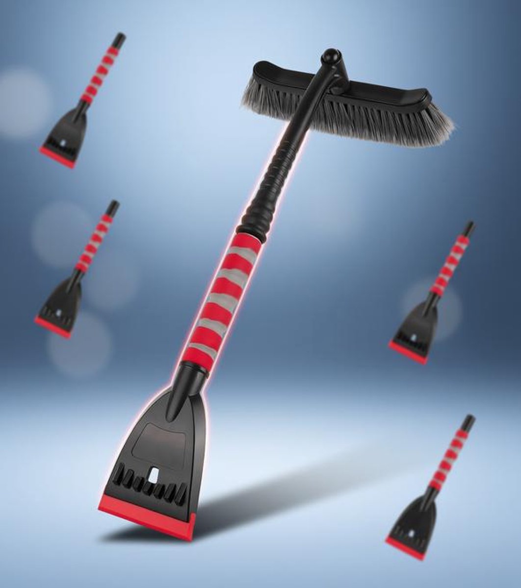 IJskrabber met draaibare sneeuwborstel, afneembaar, 67 cm, TPE-schraper, ABS-handgreep, Zwart