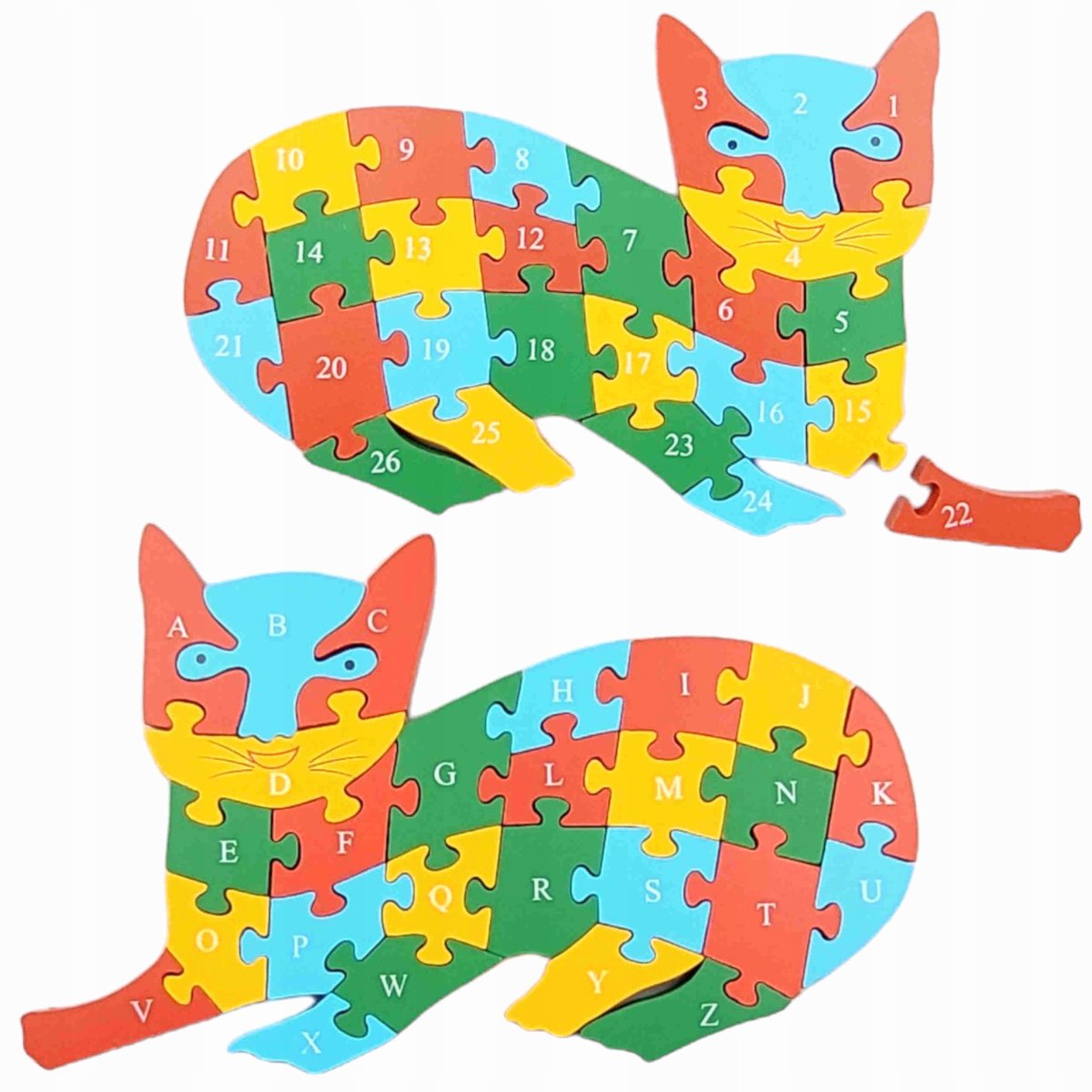 Houten Educatieve Puzzel: Alfabet & Cijfers 2-in-1