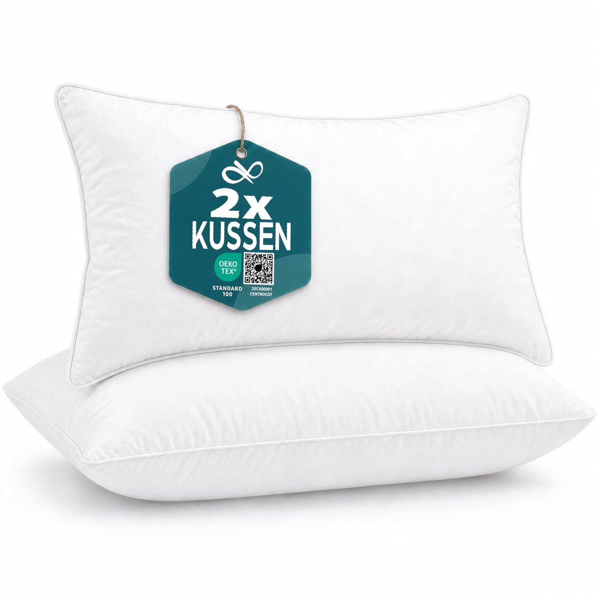 Bedkussens Paar kussens 48x74 om te slapen Standaard vulling Anti-mijt Hypoallergeen Ademend Vierkant voor - ShopVlot