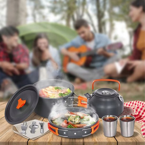 XXL Kampeer Kookset - 19 Delig - Aluminium - Inclusief Pannenset & Ketel — afbeelding 5