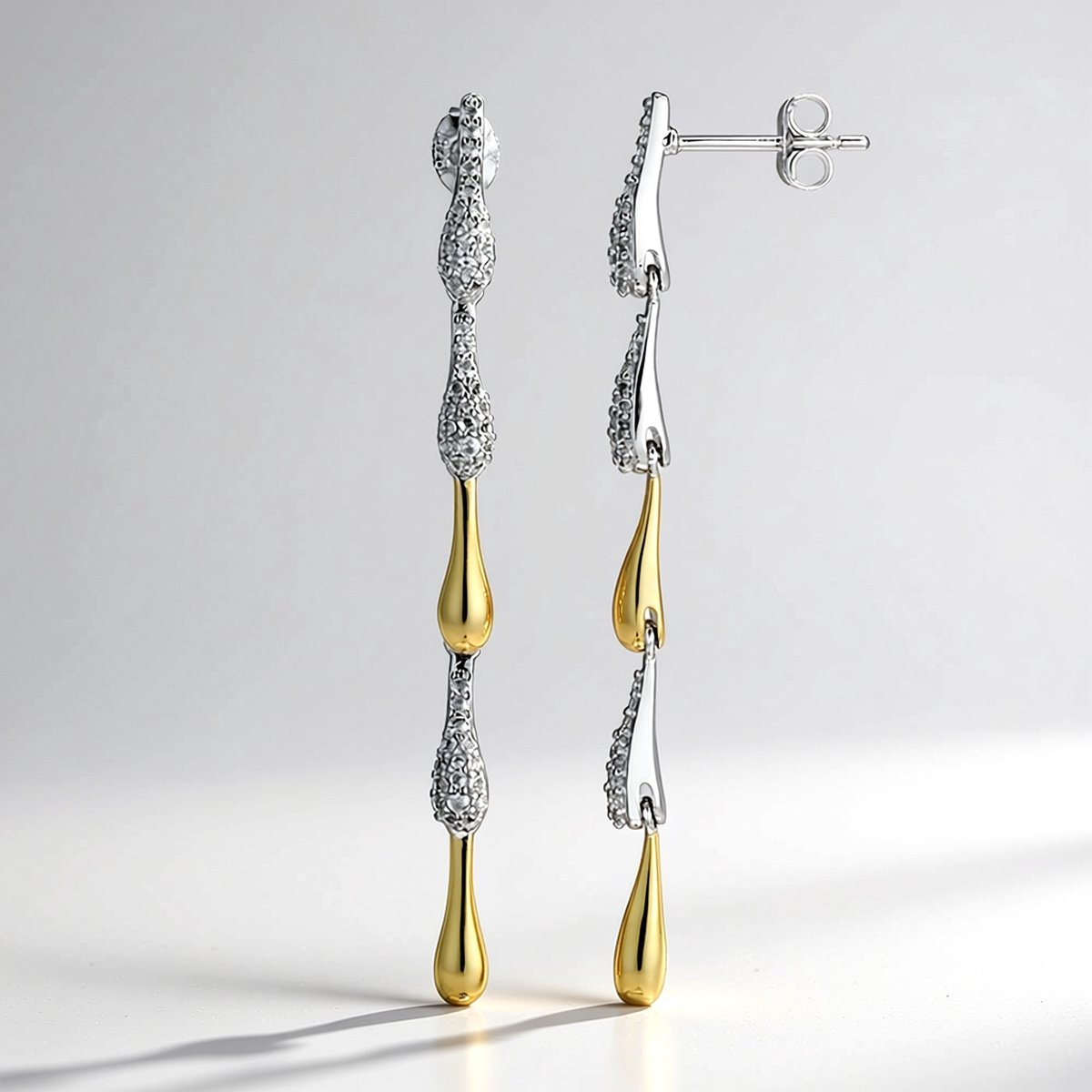 Cavill - 925 Sterling Zilver Oorbellen - Witte Braziliaanse Topaas 0,485 ct - Druppel Pavé Zetting - Elegante Zilveren Oorbellen Dames