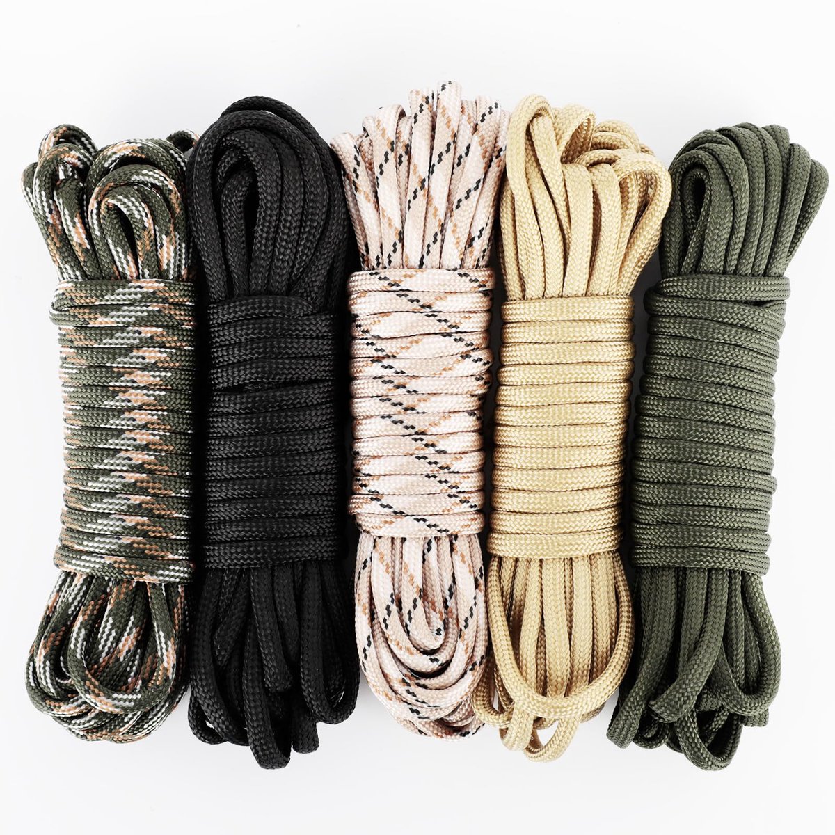 Paracord 550 Set 30 Meter - 5 Kleuren Nylon Touw, 4mm Dikte, Sterk en Duurzaam