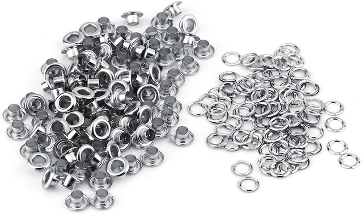 Set van 100 Gouden Oogjes en Ringen voor Leerbewerking en Kleding Reparatie