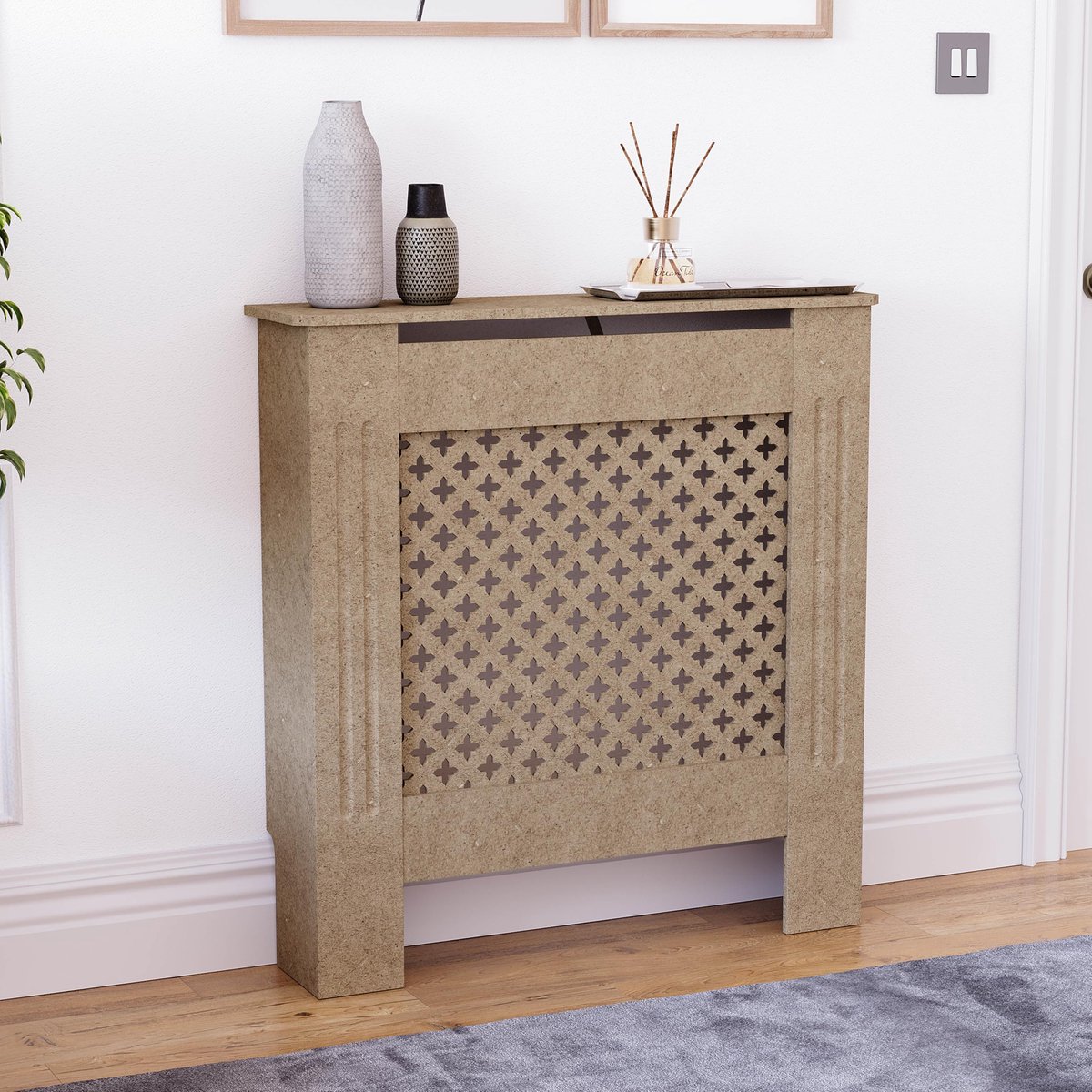 Vida Designs Oxford Radiatorombouw Unfinished - Klein - Traditioneel kruispatroonontwerp voor optimale - ShopVlot