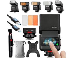 Godox iT32 + X5C TTL-cameraflitser voor Canon, GN18, HSS, 2,4 GHz