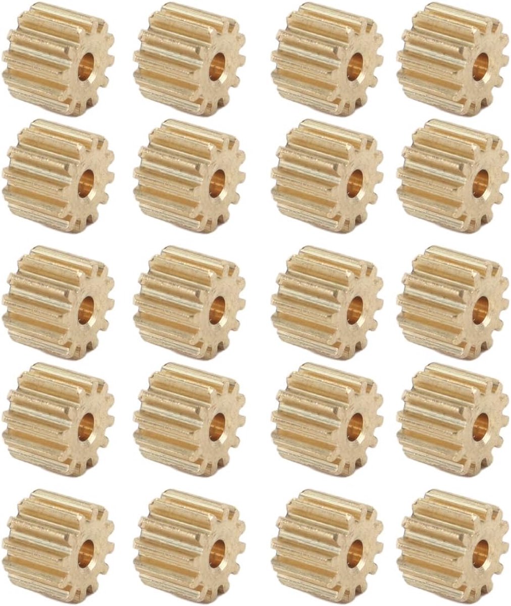 20Pcs 12 Tanden Motor Tandwielen 0.5 Modulus Messing Tandwielen Diafragma 1.95Mm Buitendiameter 7Mm Dikte 5Mm Voor 2Mm Motor As RC Auto Robot Model DIY