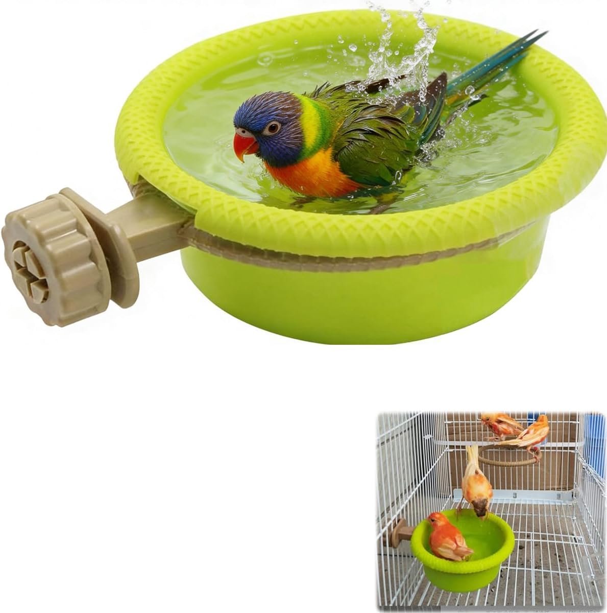 vogeldouche voor vogelkooien, parkieten, douche, vogelbad, klein, vogelbad, drinkfles, voederschaal voor parkieten, kanaries, langstaart-papegaaien
